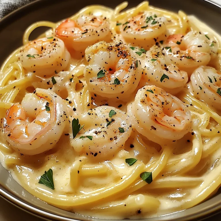 Pâtes crémeuses ail crevettes