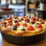 Clafoutis salé aux tomates cerise, olives et chèvre