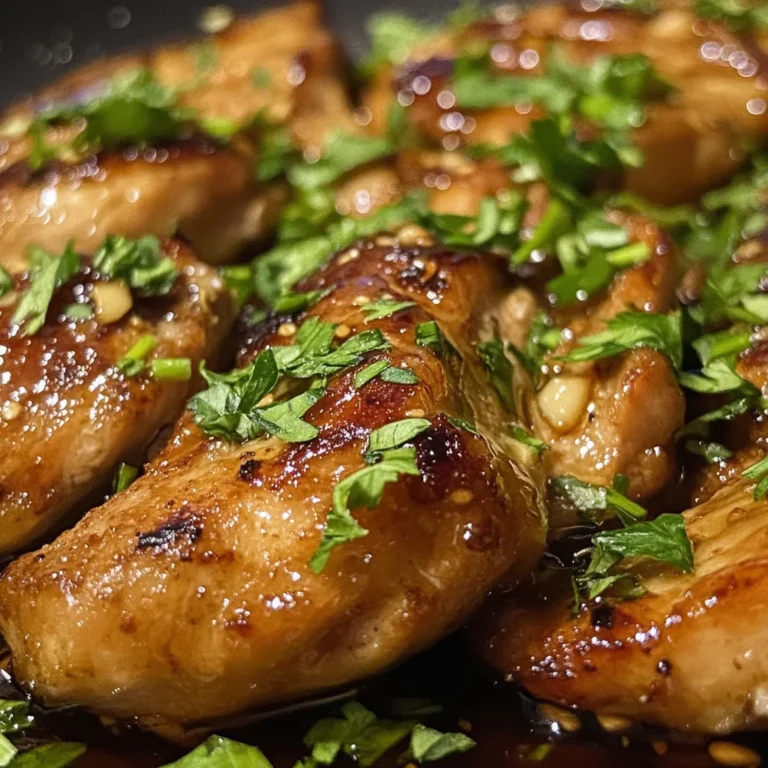 Escalopes de Poulet Caramélisées à l'Ail, Miel et Sauce 