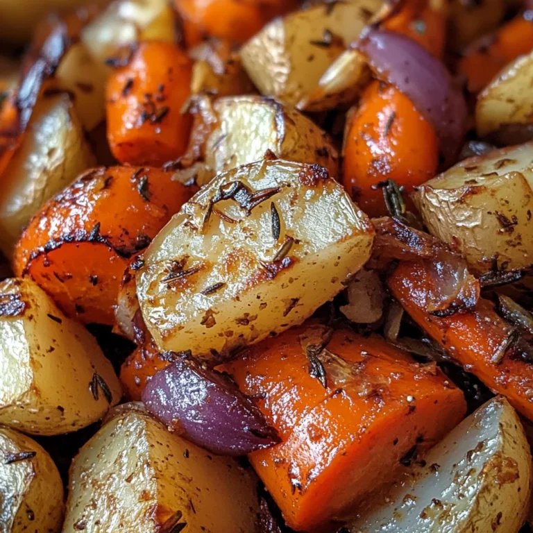 Oignons, Carottes et Pommes de Terre Rôtis au Four