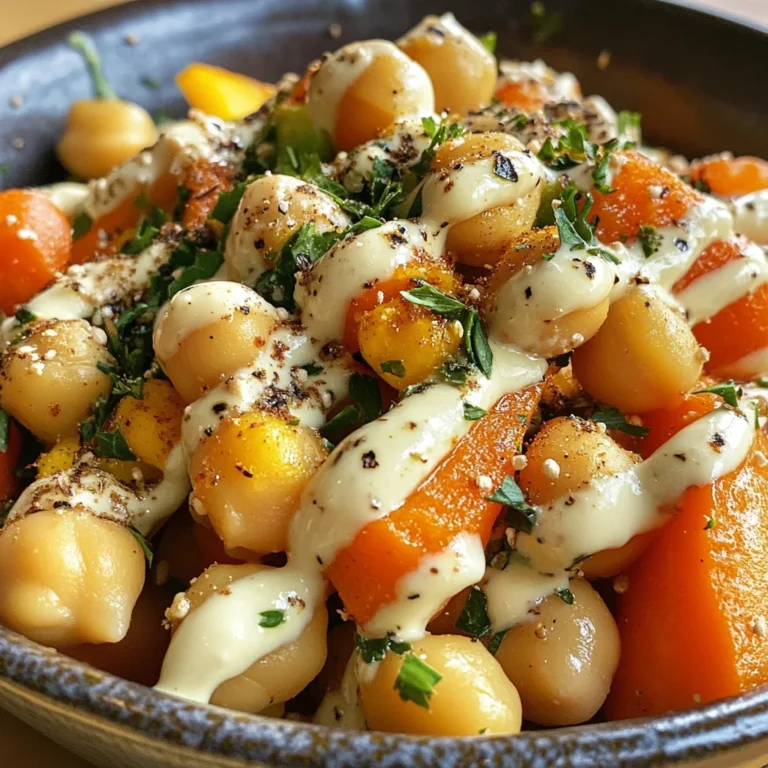 Salade de Carottes Épiciées et de Pois Chiches avec Sauce Tahini 