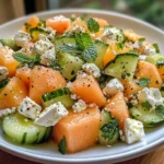 Salade de melon, concombre et feta
