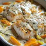 Filets de Cabillaud au Four à la Crème et aux Légumes – Une Recette Savoureuse et Facile