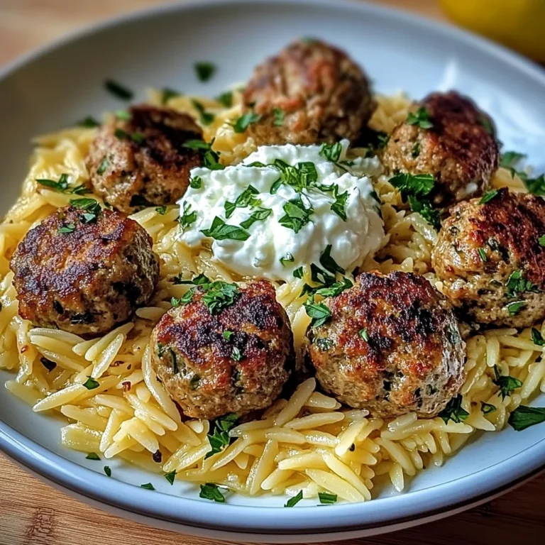 Boulettes Grecques & Orzo Citronné avec Crème de Feta