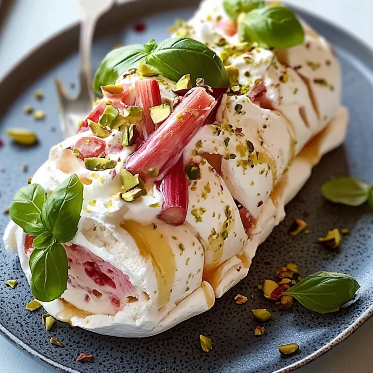 Pavlova roulée rhubarbe mascarpone