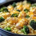 Poulet brocoli orzo au cheddar