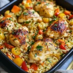 Riz au four poulet légumes