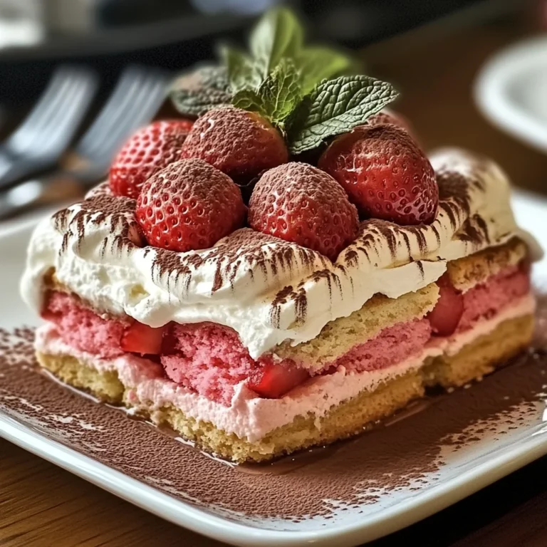 Tiramisu à la fraise avec biscuits roses de Reims