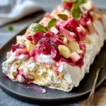 Pavlova roulée rhubarbe mascarpone