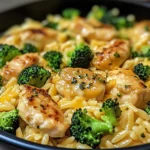 Poulet brocoli orzo au cheddar