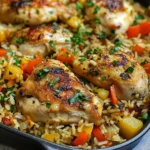 Riz au four poulet légumes